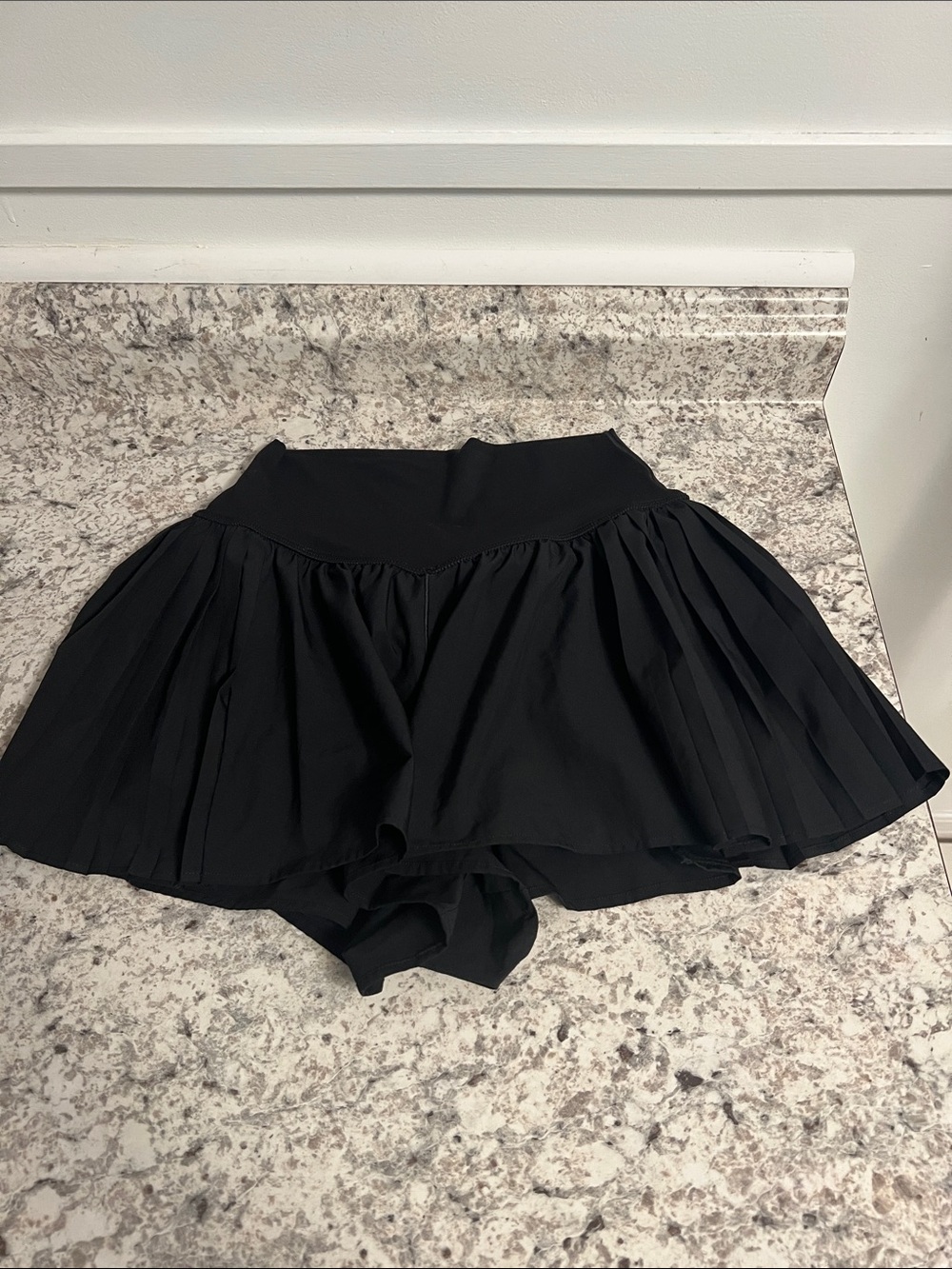 Women's Offline by Aerie Black Pleats Flowing Shorts with Built-In Shorts
